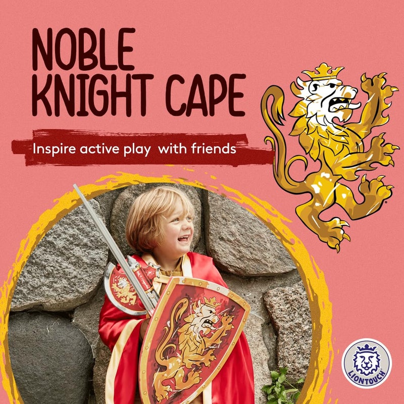 Liontouch - Noble Knight Cape for Boys, Red | Age 3-8 Years - One Size Fits All | Medieval Pretend Play Toy Cloak for Kids | Dress Up, Fancy Dresses, Cosplay & Royal Knight Costume Accessory - Image 2